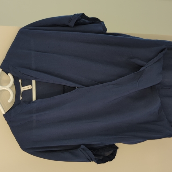 BCBG blue shirt with flowy tails - Picture 3 of 8